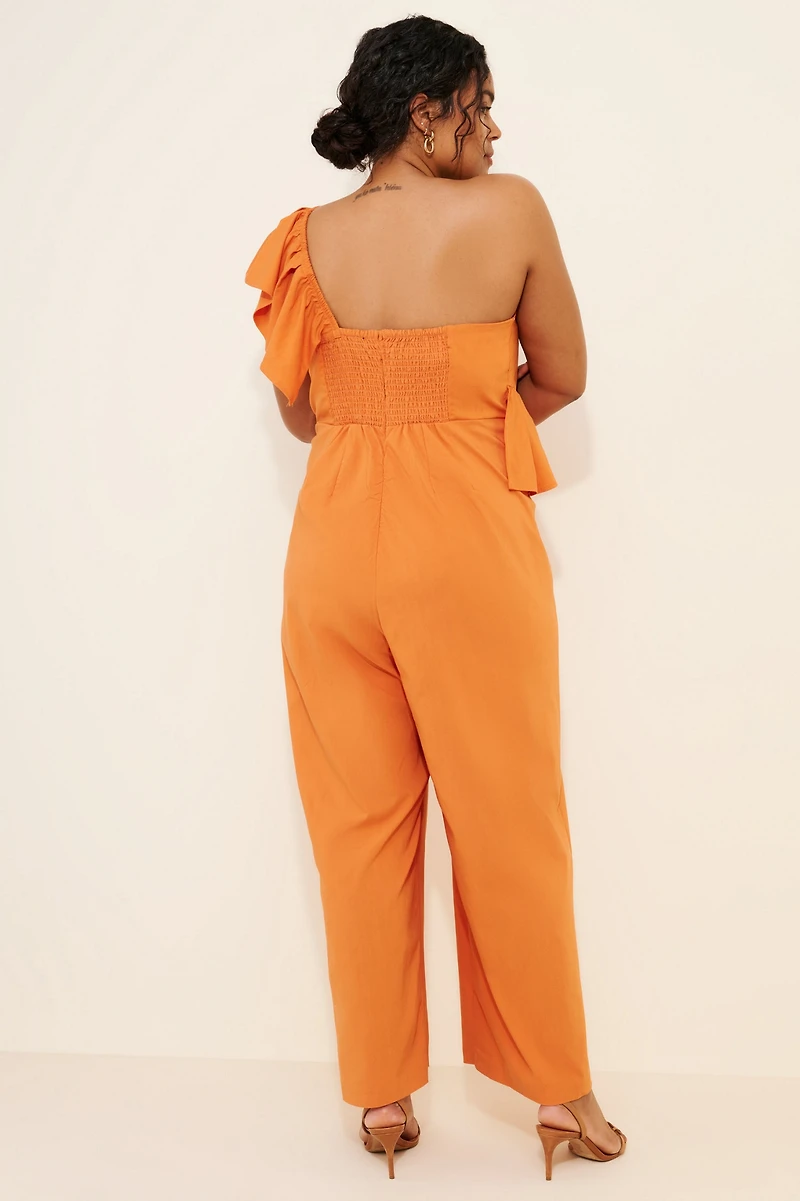 Eloquii Ruffle Linen Jumpsuit