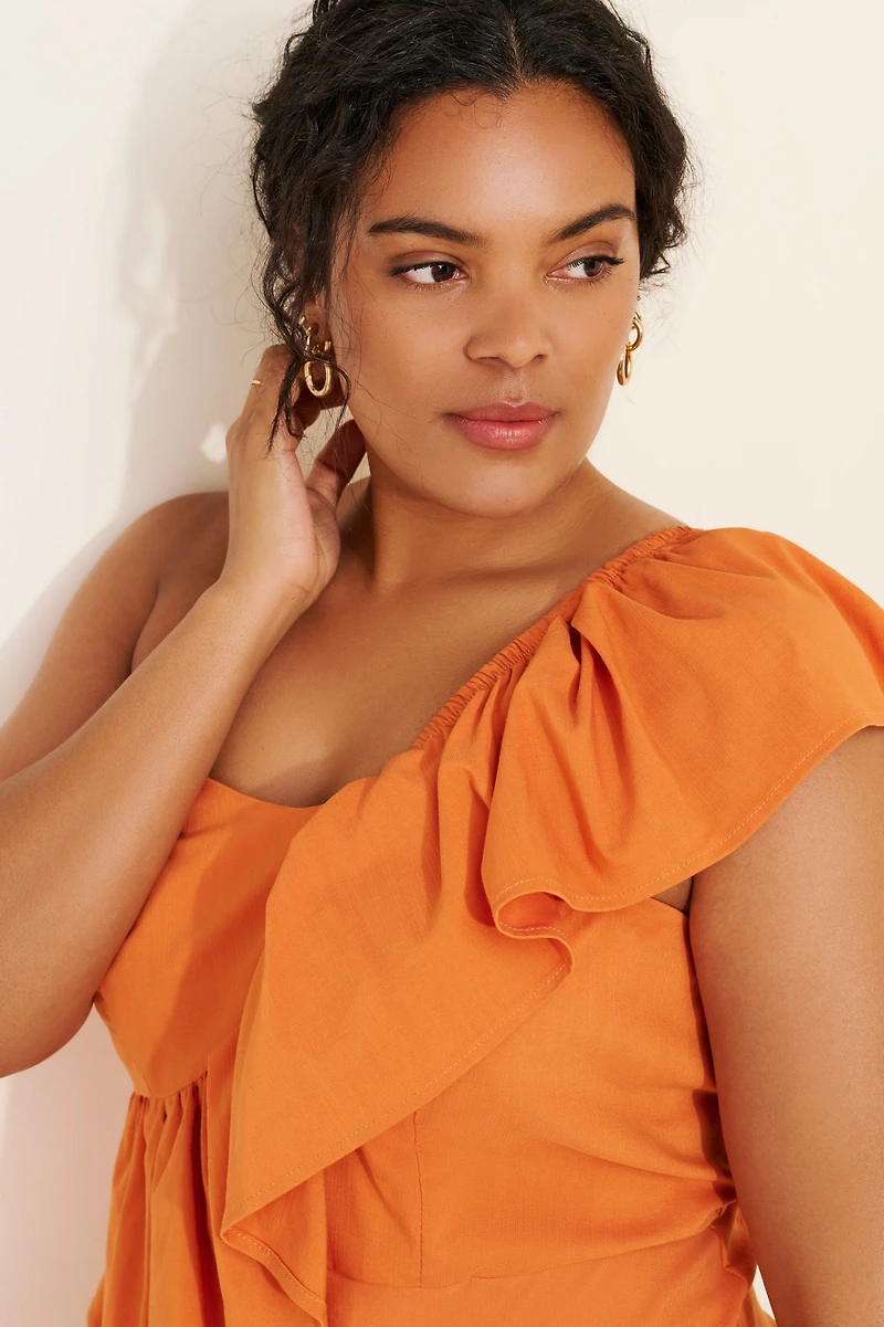 Eloquii Ruffle Linen Jumpsuit