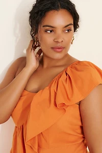 Eloquii Ruffle Linen Jumpsuit