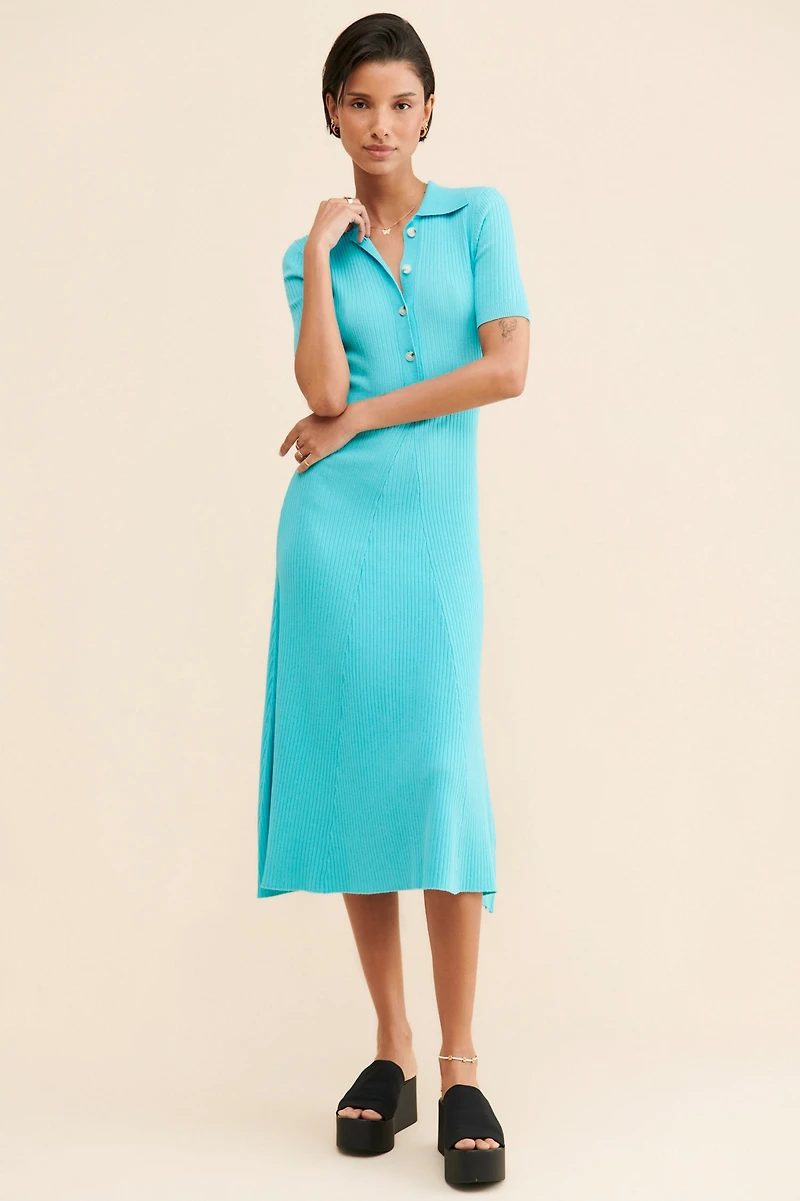 Current Air Knit Collared Midi Dress
