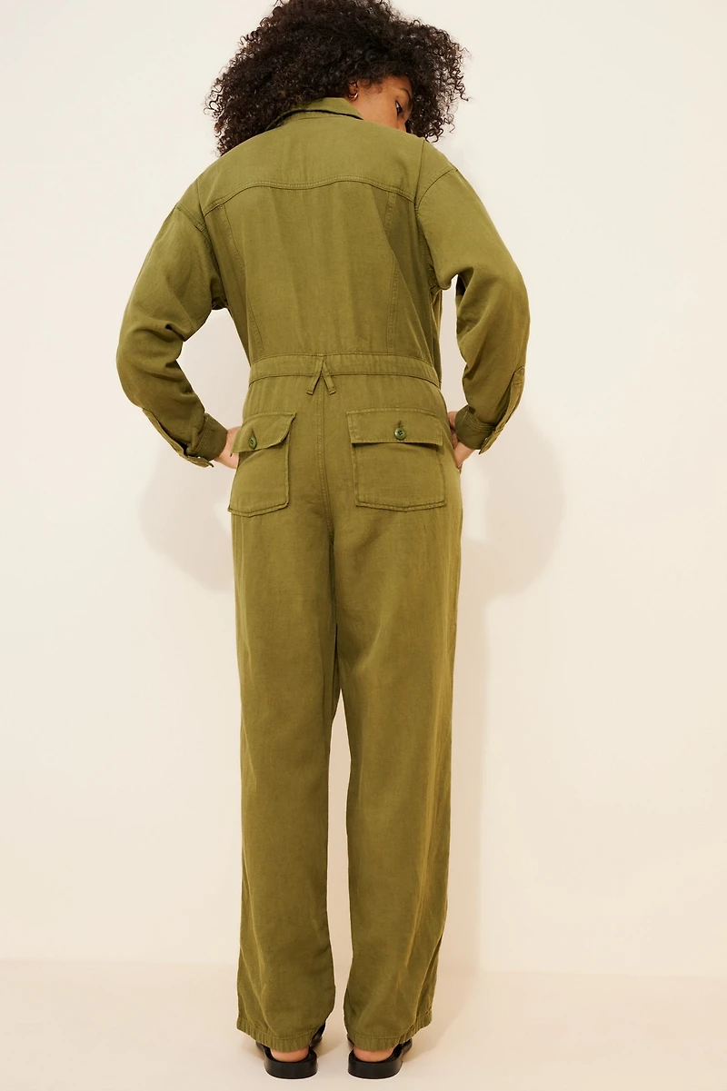 Good American Lite Linen Oversized Jumpsuit
