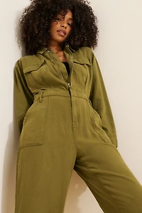 Good American Lite Linen Oversized Jumpsuit