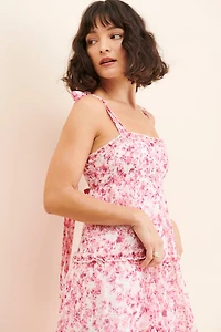 If By Sea Tie Strap Tiered Midi Dress