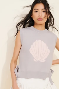 Flat White Shell Side-Tie Vest
