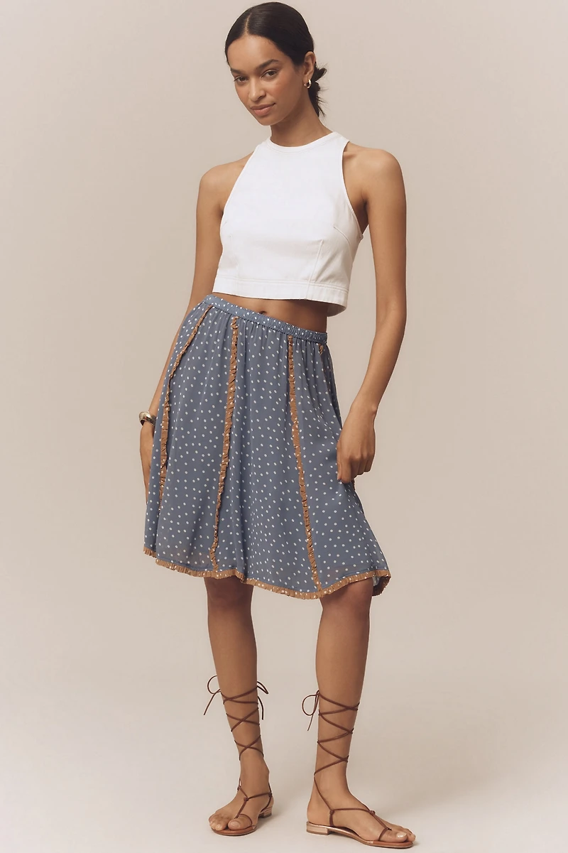 Maeve Seamed Chiffon Swing Knee Length Skirt