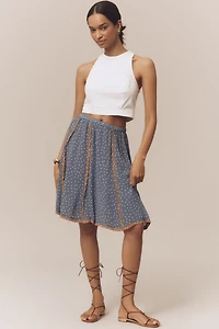 Maeve Seamed Chiffon Swing Knee Length Skirt