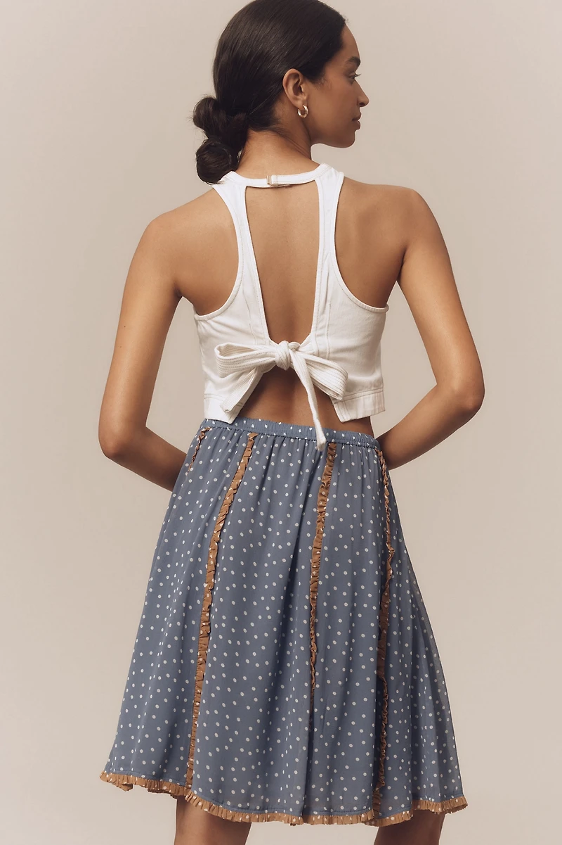 Maeve Seamed Chiffon Swing Knee Length Skirt