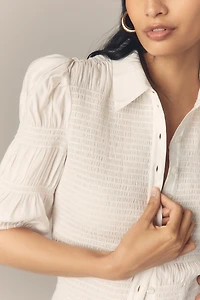 Smocked Buttondown Top