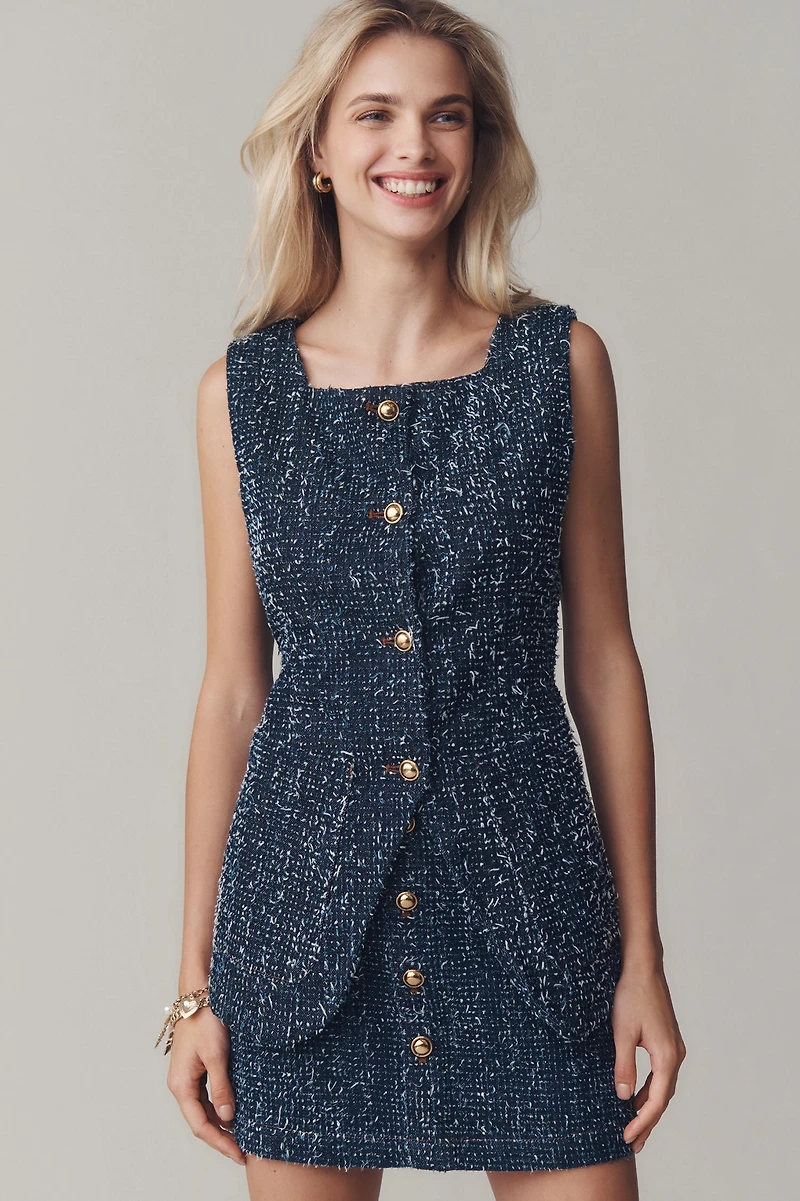 Maeve Needle-Punched Denim Vest