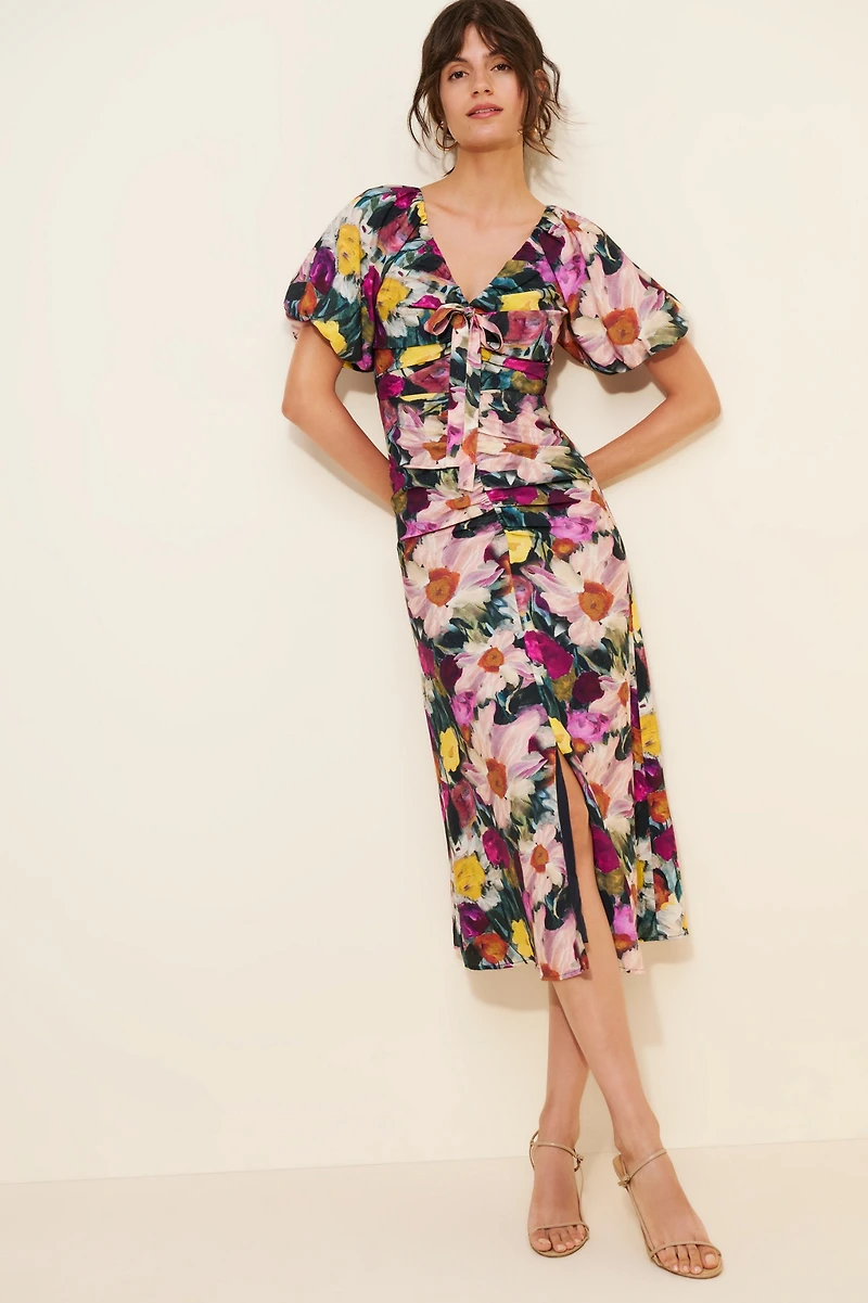 Adelyn Rae Elinda Ruched Front Midi Dress