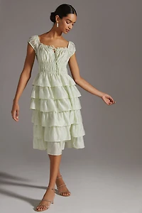 Current Air Ruffle Tiered Midi Dress