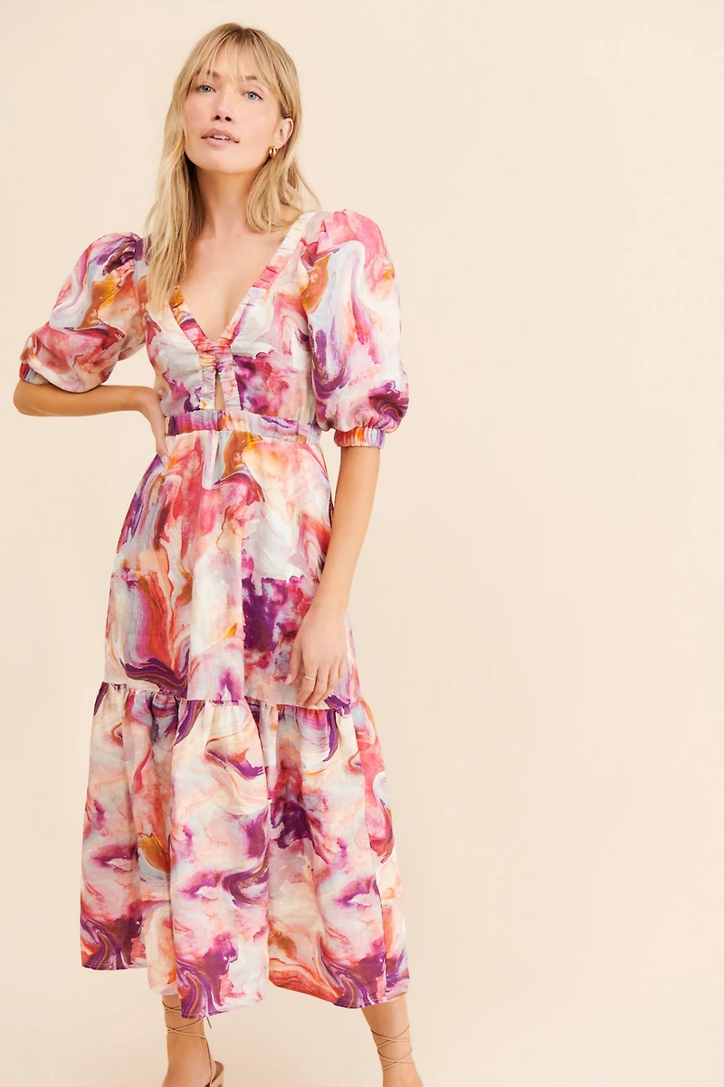 Kachel Watercolor Linen Dress