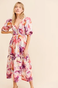 Kachel Watercolor Linen Dress