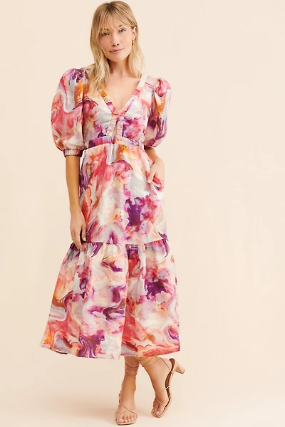 Kachel Watercolor Linen Dress