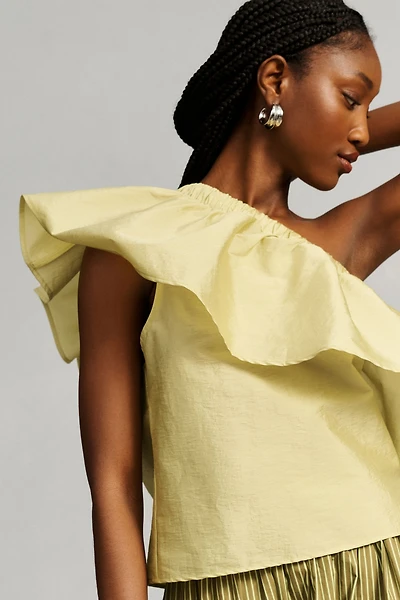 Maeve Ruffled One-Shoulder Blouse