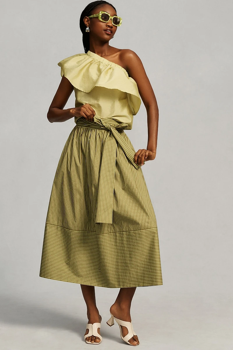 Maeve Ruffled One-Shoulder Blouse