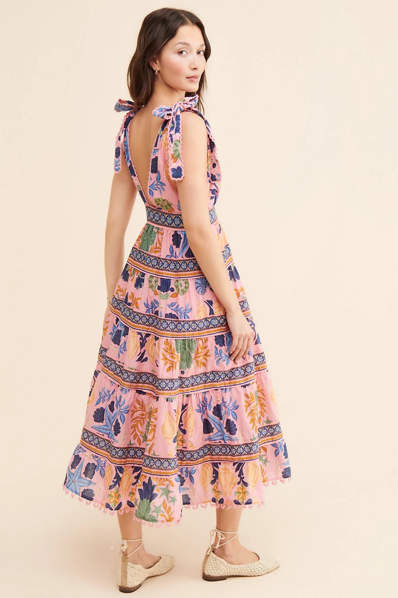 FARM Rio Seashell Tapestry Midi Dress