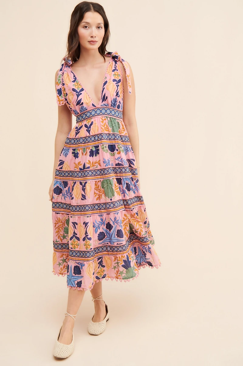 FARM Rio Seashell Tapestry Midi Dress