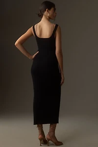 Sleeveless Side-Slit Sweater Column Midi Dress