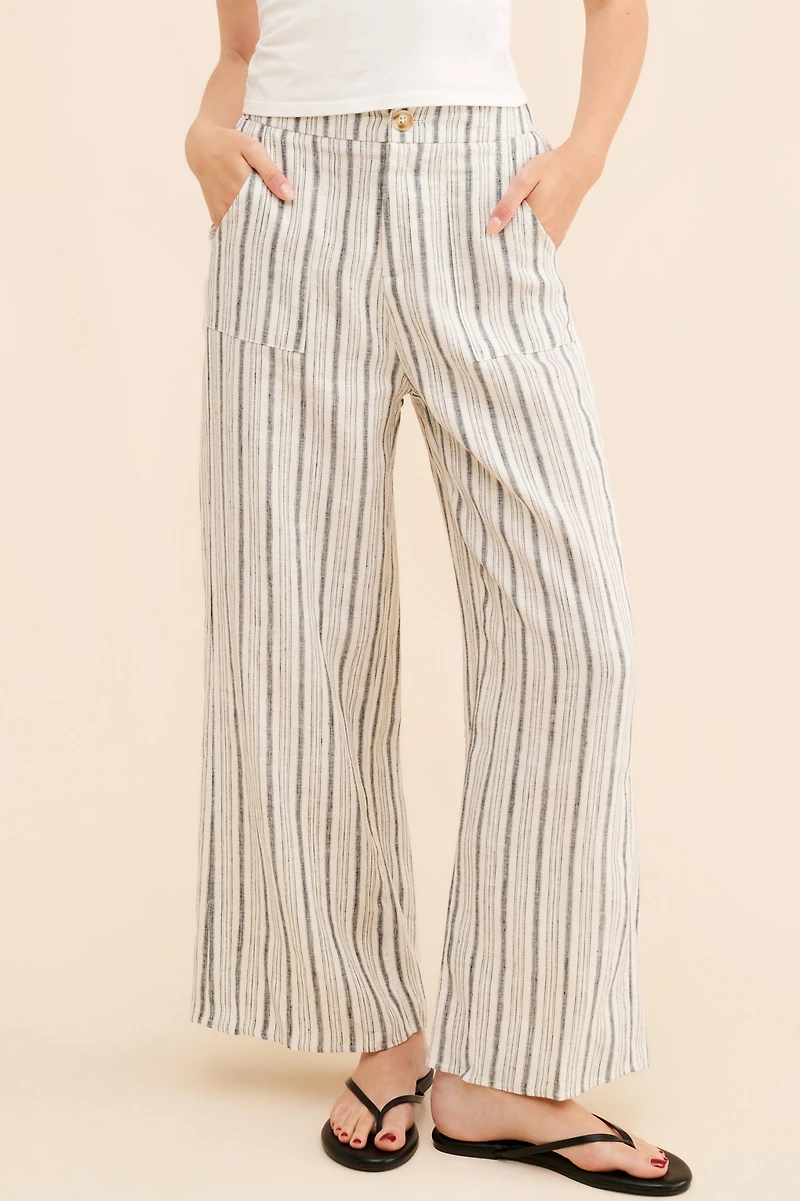 Little Lies Georgie Linen Stripe Pants