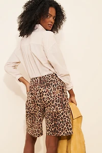 Never Fully Dressed Leopard Lucia Scallop Pocket Shorts