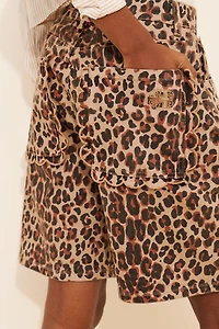 Never Fully Dressed Leopard Lucia Scallop Pocket Shorts