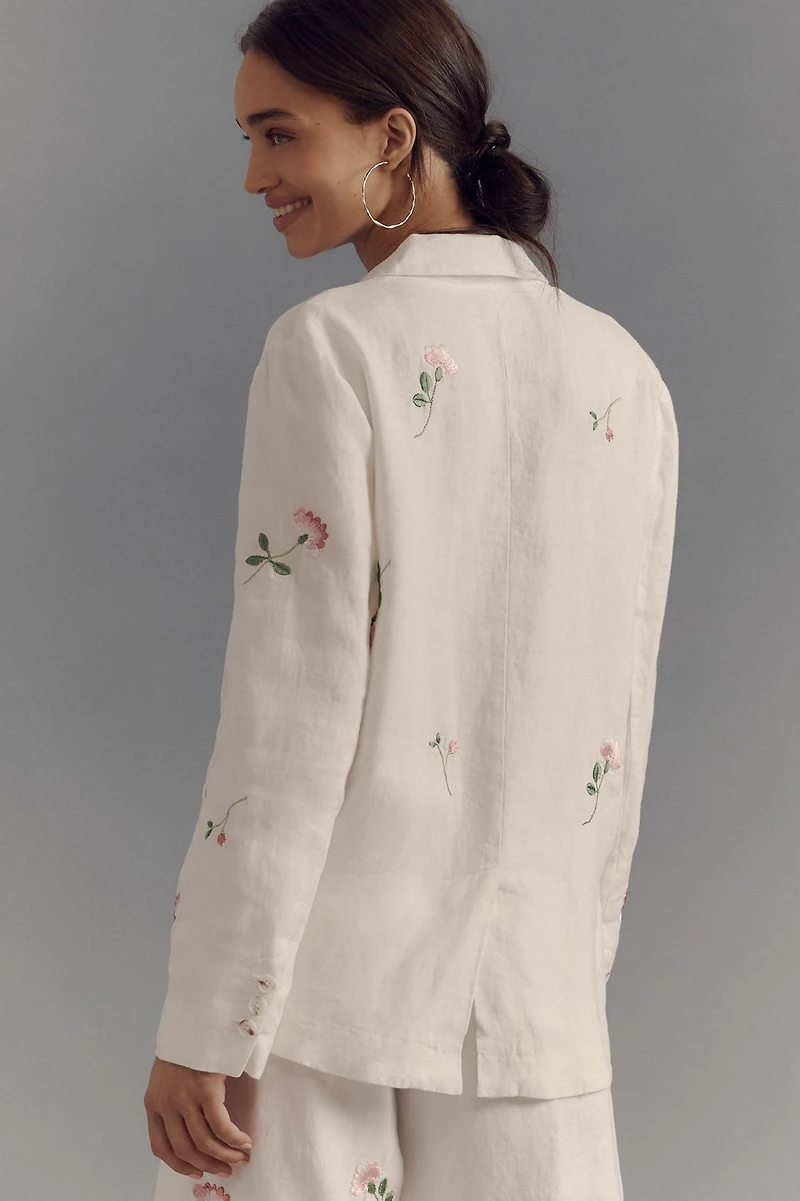 Embroidered Linen Blazer