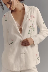 Embroidered Linen Blazer