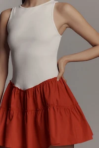 Daily Practice by Anthropologie Rib Tank Drop-Waist Twofer Mini Dress