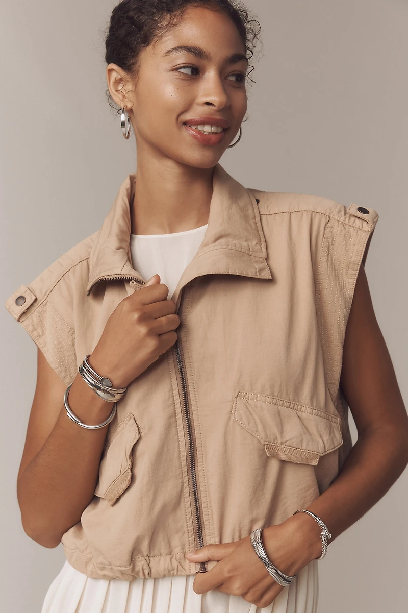 Linen Blend Cinched Hem Vest