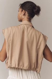 Linen Blend Cinched Hem Vest
