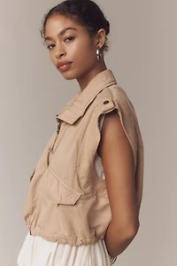 Linen Blend Cinched Hem Vest