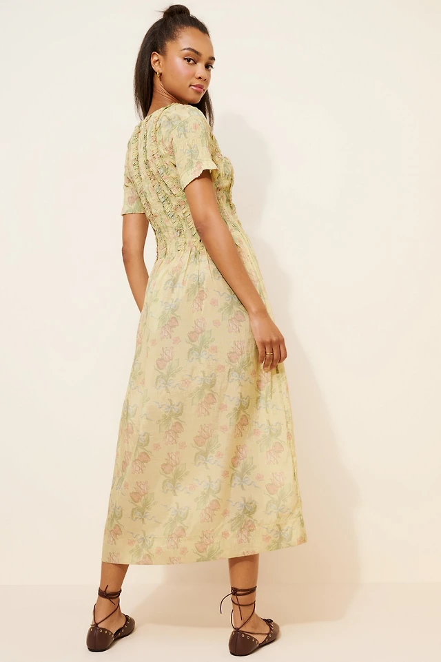 damson madder iris bow midi dress Damson Madder Iris Bow Midi Dress