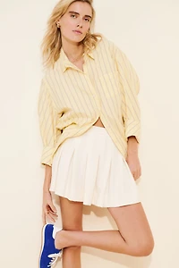 Blue Tassel Pleated Knit Skirt