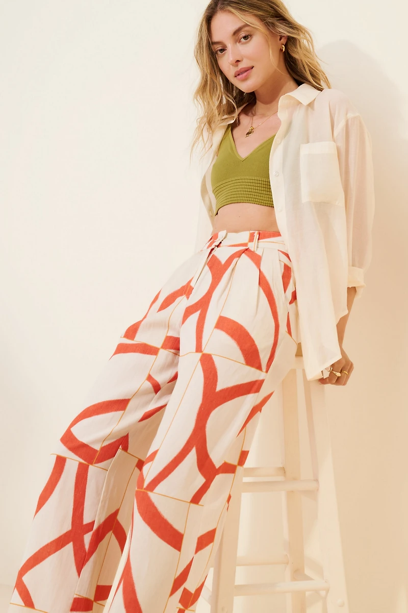 Little Lies Yasmin Linen Blend Wide Leg Pants