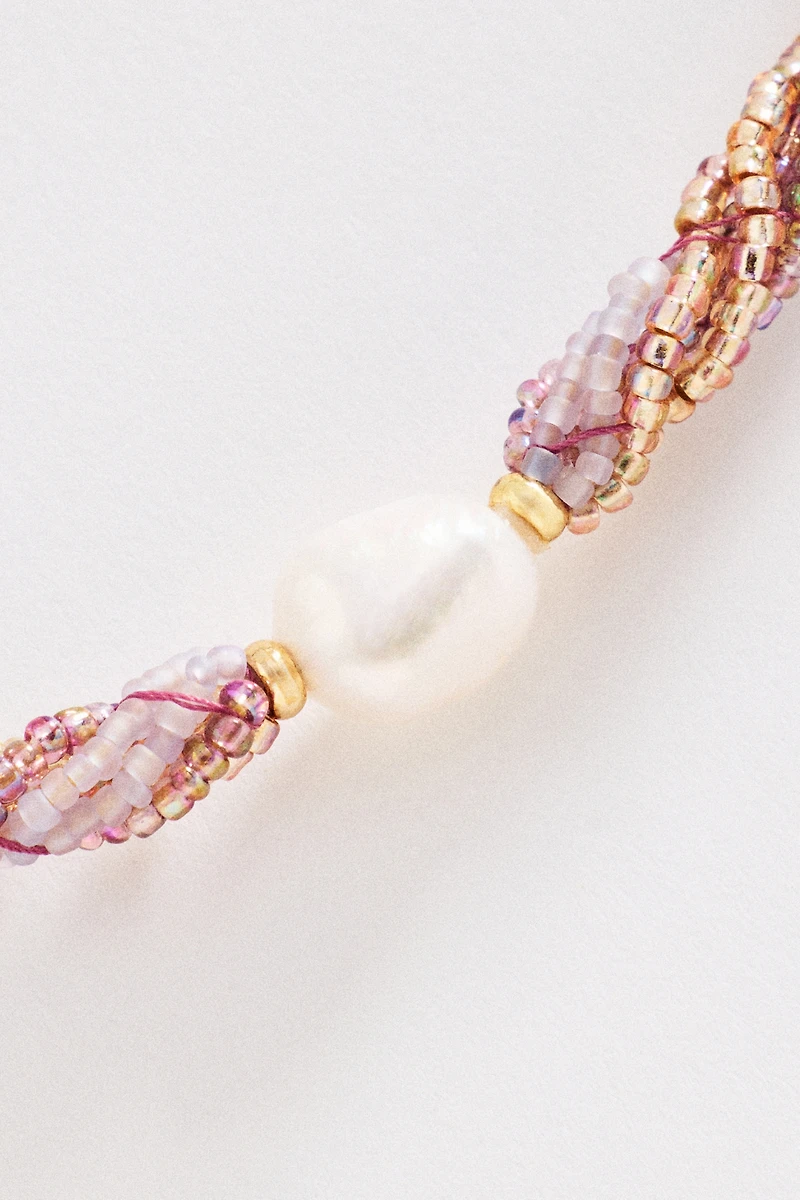 Twisted Beaded Pearl Necklace