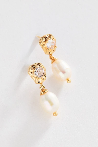 Bezel Crystal Pearl Earrings