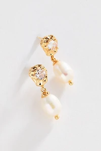 Bezel Crystal Pearl Earrings