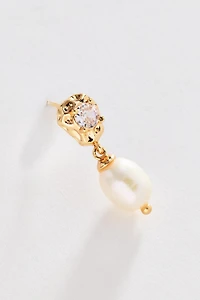 Bezel Crystal Pearl Earrings