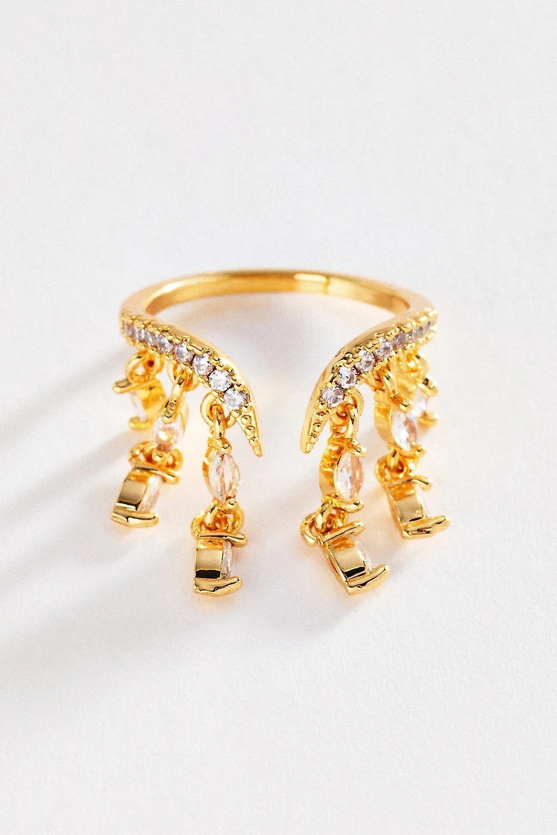 Drippy Crystal Open Ring