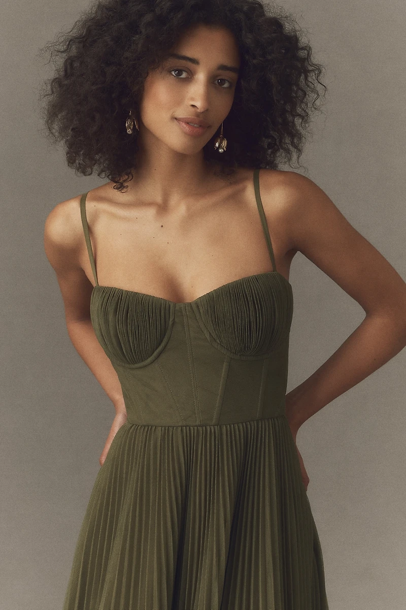 Hutch Amara Adjustable Corset Tulle Fit-and-Flare Midi Dress