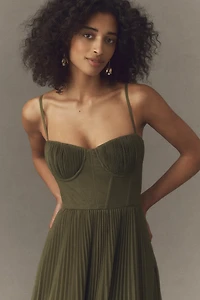 Hutch Amara Adjustable Corset Tulle Fit-and-Flare Midi Dress