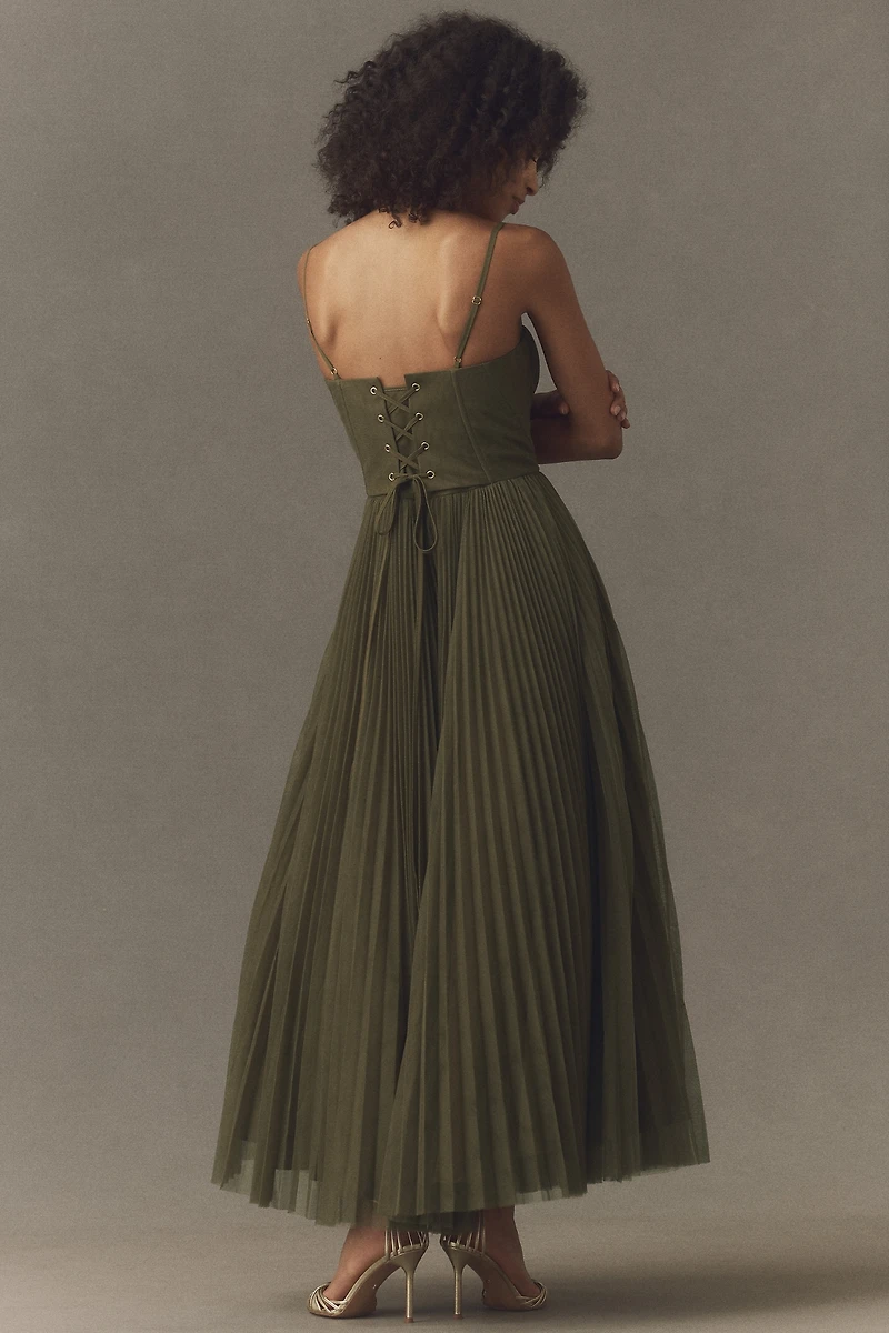 Hutch Amara Adjustable Corset Tulle Fit-and-Flare Midi Dress
