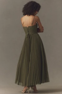 Hutch Amara Adjustable Corset Tulle Fit-and-Flare Midi Dress
