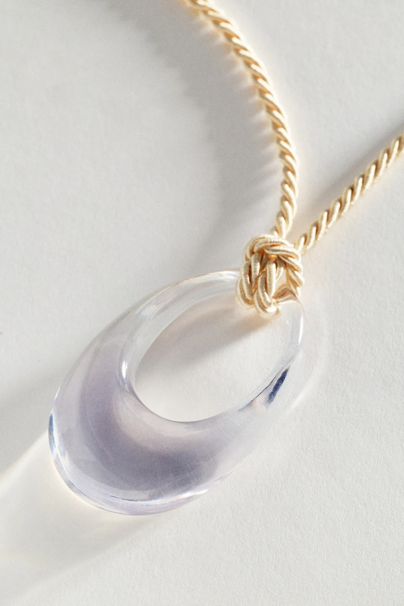 Lucite Pendant Cord Necklace