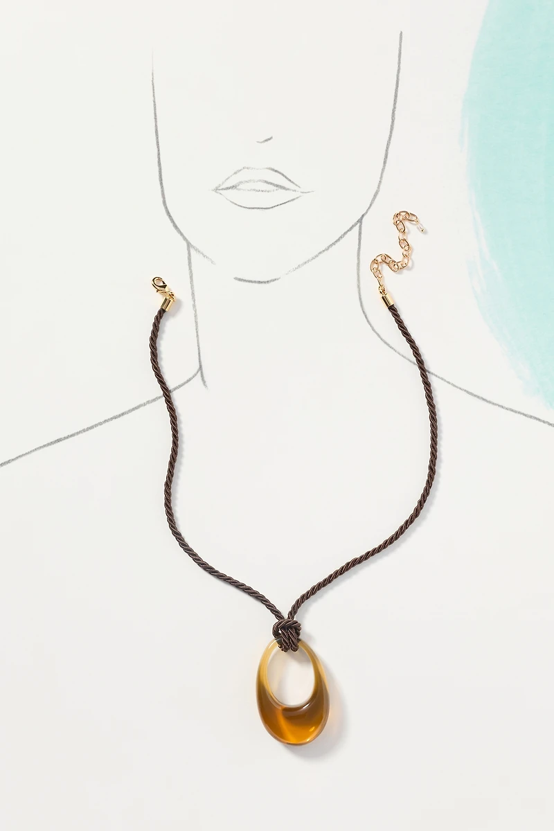 Lucite Pendant Cord Necklace