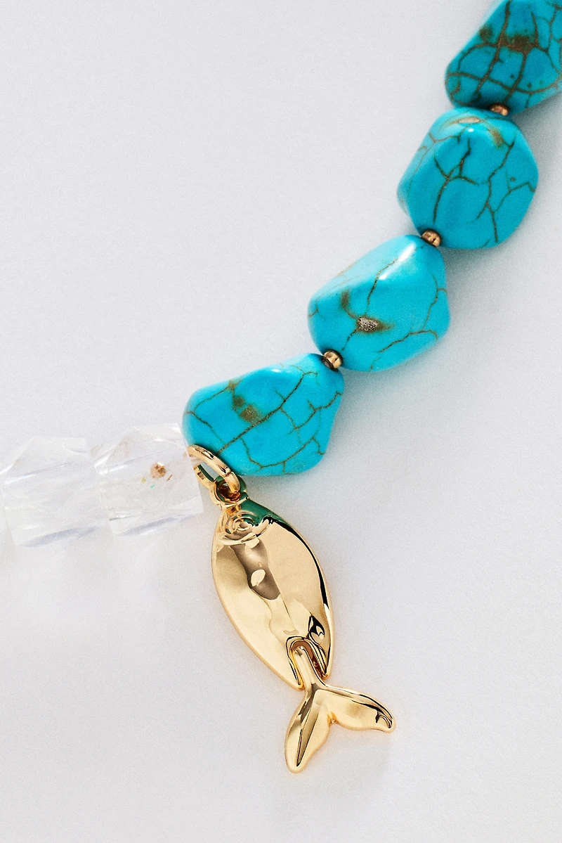 Beaded Fish Icon Necklace