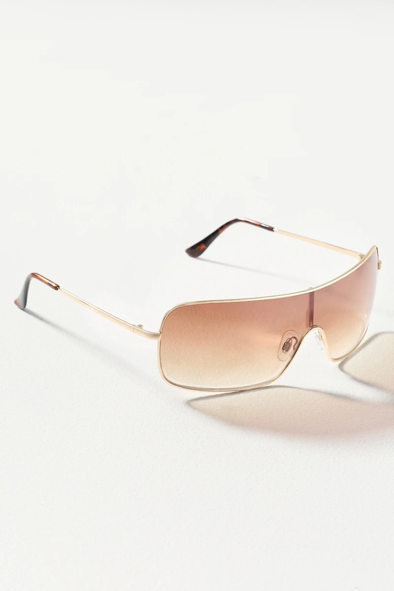 By Anthropologie Shield Aviator Sunglasses