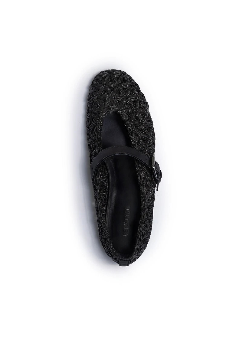 Bernardo Borden Raffia Mary Jane Flats