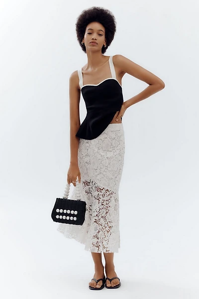 Bagatelle Flared Lace Midi Skirt